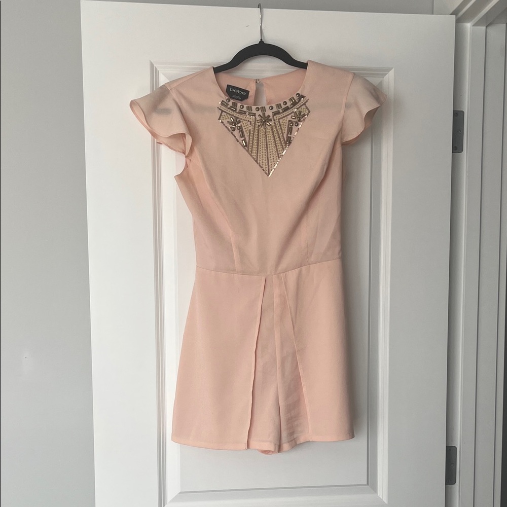 Bebe Pink Romper with Embellished Details